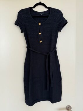 Classic Navy Tommy Hilfiger Short-Sleeve Knit Dress with Belt